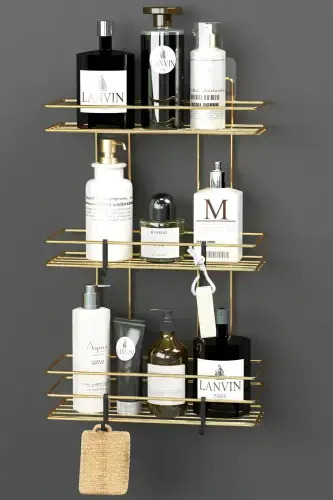 HOME Gold Gold Plated Adhesive 3-Layer Bathroom R - 1