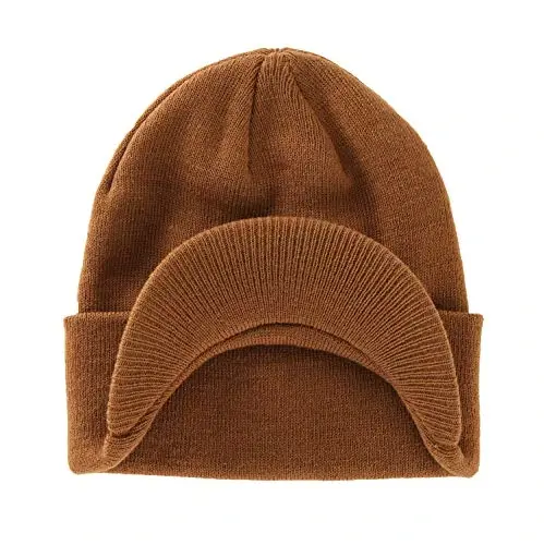 Home Prefer Men's Winter Beanie Hat with Brim Warm Double Knit Cuff Beanie Cap Watch Radar Hat - 2
