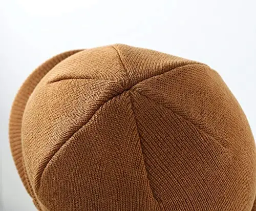 Home Prefer Men's Winter Beanie Hat with Brim Warm Double Knit Cuff Beanie Cap Watch Radar Hat - 3