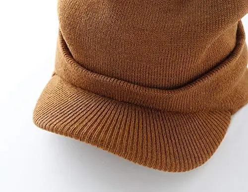 Home Prefer Men's Winter Beanie Hat with Brim Warm Double Knit Cuff Beanie Cap Watch Radar Hat - 6