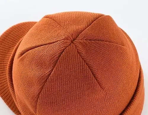 Home Prefer Men's Winter Beanie Hat with Brim Warm Double Knit Cuff Beanie Cap Watch Radar Hat - 4