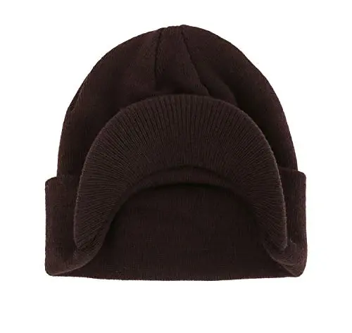 Home Prefer Men's Winter Beanie Hat with Brim Warm Double Knit Cuff Beanie Cap Watch Radar Hat - 2