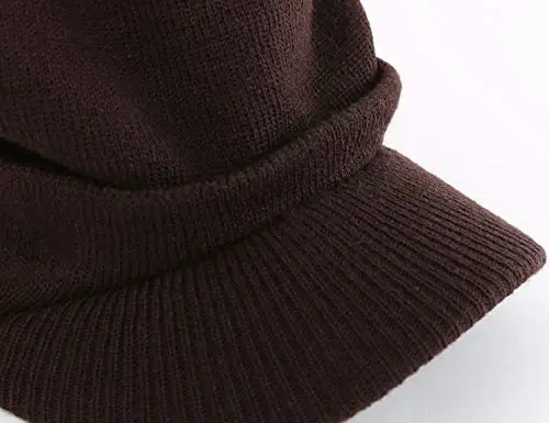Home Prefer Men's Winter Beanie Hat with Brim Warm Double Knit Cuff Beanie Cap Watch Radar Hat - 4