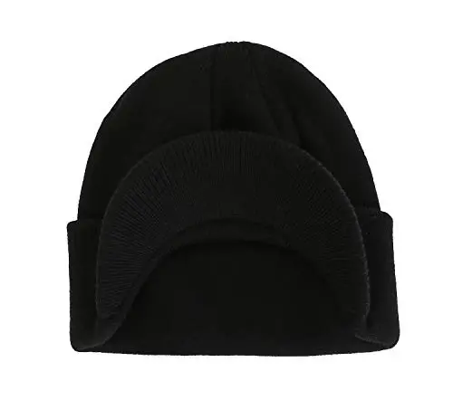 Home Prefer Men's Winter Beanie Hat with Brim Warm Double Knit Cuff Beanie Cap Watch Radar Hat - 1