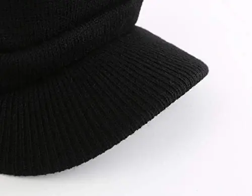 Home Prefer Men's Winter Beanie Hat with Brim Warm Double Knit Cuff Beanie Cap Watch Radar Hat - 3