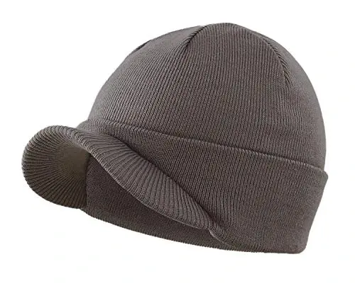Home Prefer Men's Winter Beanie Hat with Brim Warm Double Knit Cuff Beanie Cap Watch Radar Hat - 1
