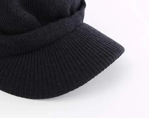 Home Prefer Men's Winter Beanie Hat with Brim Warm Double Knit Cuff Beanie Cap Watch Radar Hat - 4