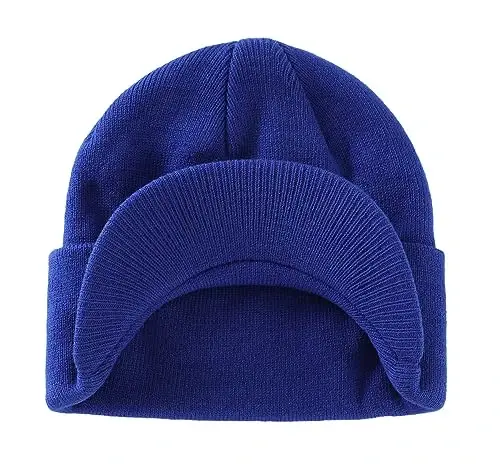 Home Prefer Men's Winter Beanie Hat with Brim Warm Double Knit Cuff Beanie Cap Watch Radar Hat - 2