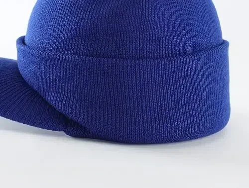 Home Prefer Men's Winter Beanie Hat with Brim Warm Double Knit Cuff Beanie Cap Watch Radar Hat - 3