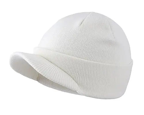 Home Prefer Men's Winter Beanie Hat with Brim Warm Double Knit Cuff Beanie Cap Watch Radar Hat - 1