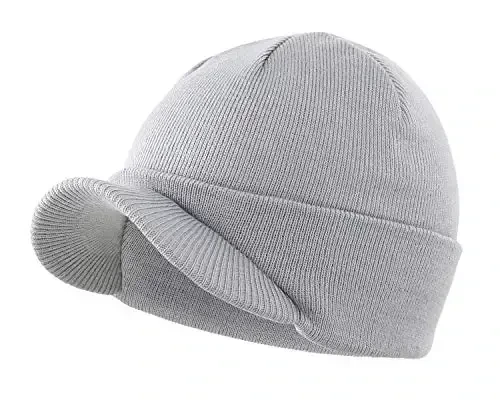 Home Prefer Men's Winter Beanie Hat with Brim Warm Double Knit Cuff Beanie Cap Watch Radar Hat - HOME
