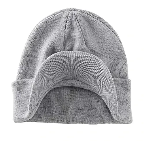 Home Prefer Men's Winter Beanie Hat with Brim Warm Double Knit Cuff Beanie Cap Watch Radar Hat - 2