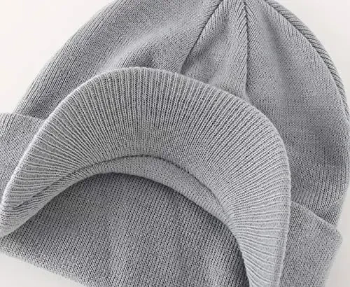 Home Prefer Men's Winter Beanie Hat with Brim Warm Double Knit Cuff Beanie Cap Watch Radar Hat - 3