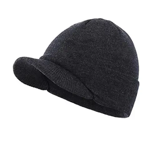 Home Prefer Men's Winter Beanie Hat with Brim Warm Double Knit Cuff Beanie Cap Watch Radar Hat - HOME