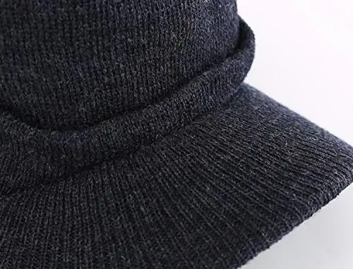 Home Prefer Men's Winter Beanie Hat with Brim Warm Double Knit Cuff Beanie Cap Watch Radar Hat - 4