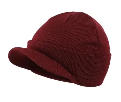 Home Prefer Men's Winter Beanie Hat with Brim Warm Double Knit Cuff Beanie Cap Watch Radar Hat - Home