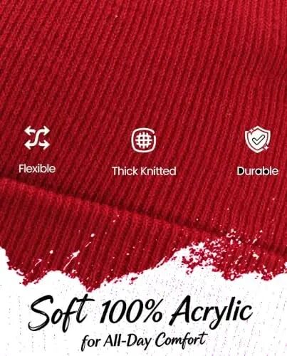 Home Prefer Men's Winter Beanie Hat with Brim Warm Double Knit Cuff Beanie Cap Watch Radar Hat - 6