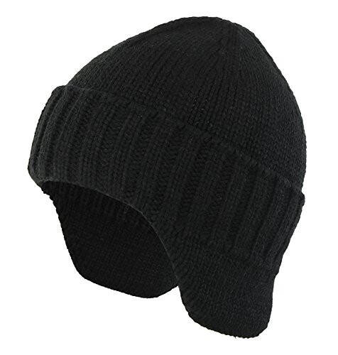 Home Prefer Mens Winter Hat Knit Earflap Hat Stocking Caps with Ears Beanie Hat - 1