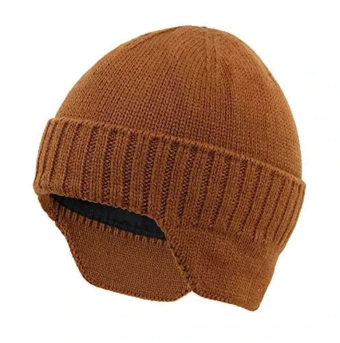 Home Prefer Mens Winter Hat Knit Earflap Hat Stocking Caps with Ears Beanie Hat - 1