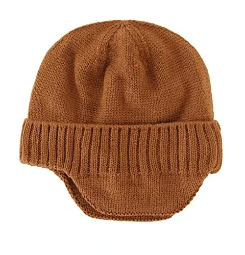 Home Prefer Mens Winter Hat Knit Earflap Hat Stocking Caps with Ears Beanie Hat - HOME (1)