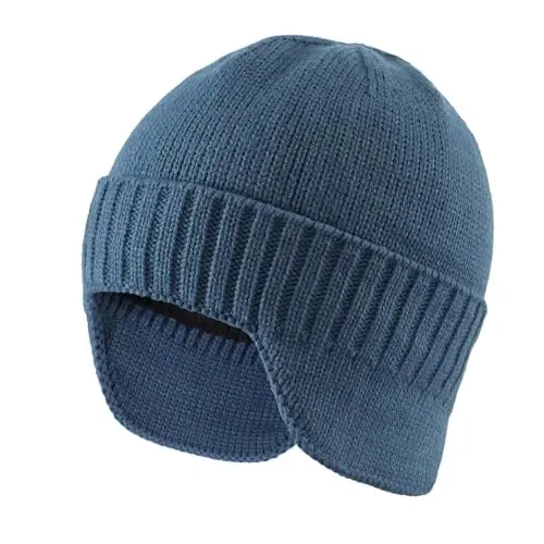 Home Prefer Mens Winter Hat Knit Earflap Hat Stocking Caps with Ears Beanie Hat - HOME