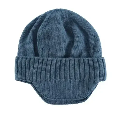 Home Prefer Mens Winter Hat Knit Earflap Hat Stocking Caps with Ears Beanie Hat - HOME (1)