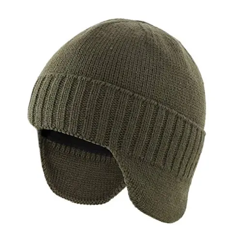 Home Prefer Mens Winter Hat Knit Earflap Hat Stocking Caps with Ears Beanie Hat - 1