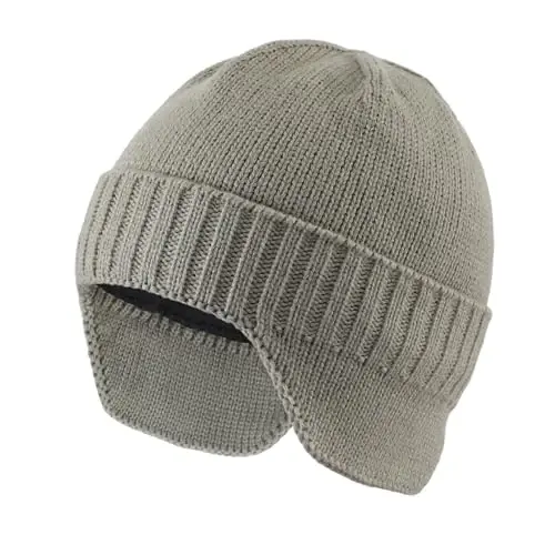 Home Prefer Mens Winter Hat Knit Earflap Hat Stocking Caps with Ears Beanie Hat - 1