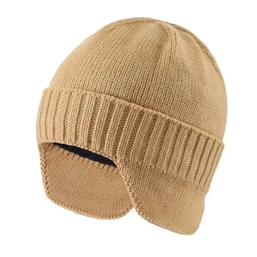 Home Prefer Mens Winter Hat Knit Earflap Hat Stocking Caps with Ears Beanie Hat 