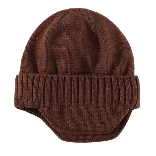 Home Prefer Mens Winter Hat Knit Earflap Hat Stocking Caps with Ears Beanie Hat - 2