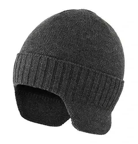 Home Prefer Mens Winter Hat Knit Earflap Hat Stocking Caps with Ears Beanie Hat - HOME