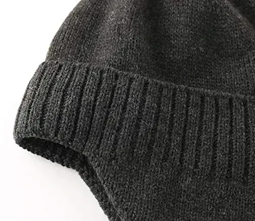 Home Prefer Mens Winter Hat Knit Earflap Hat Stocking Caps with Ears Beanie Hat - 5