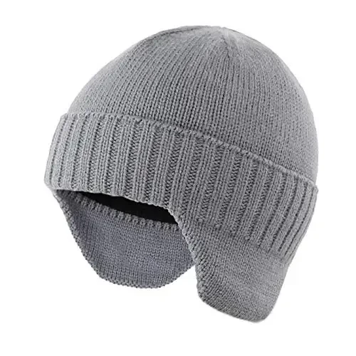 Home Prefer Mens Winter Hat Knit Earflap Hat Stocking Caps with Ears Beanie Hat - HOME