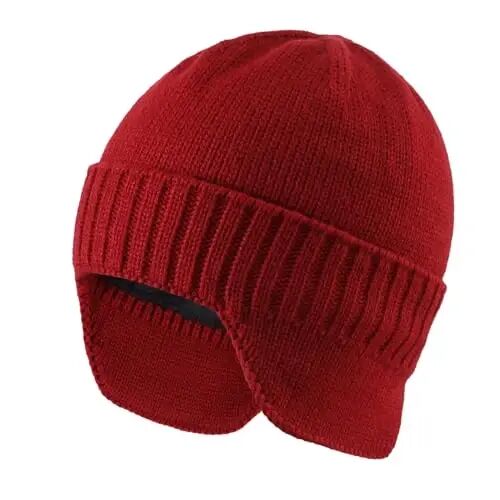 Home Prefer Mens Winter Hat Knit Earflap Hat Stocking Caps with Ears Beanie Hat - 1