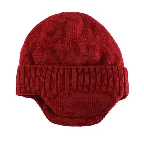 Home Prefer Mens Winter Hat Knit Earflap Hat Stocking Caps with Ears Beanie Hat - 2
