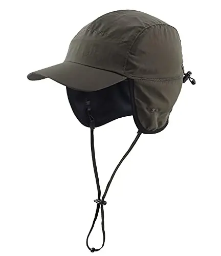 Home Prefer Waterproof Men's Winter Hats with Visor Warm Fleece Lined Baseball Cap Earflaps Trooper Trapper Hat for Men 