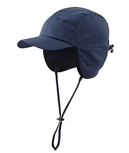Home Prefer Waterproof Men's Winter Hats with Visor Warm Fleece Lined Baseball Cap Earflaps Trooper Trapper Hat for Men 