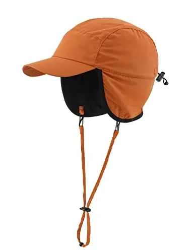 Home Prefer Waterproof Men's Winter Hats with Visor Warm Fleece Lined Baseball Cap Earflaps Trooper Trapper Hat for Men - HOME