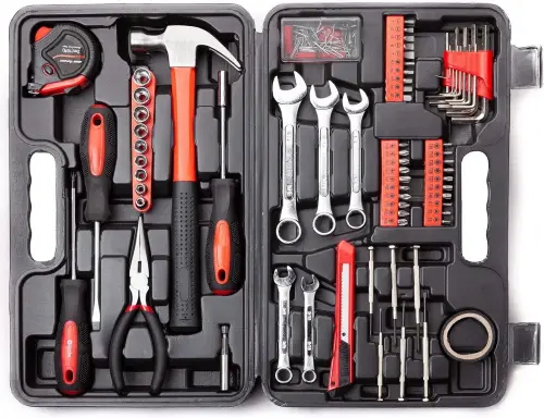 Home Repair Tool Kit, 146 Pieces Basic Home Repair Tool Set, General Mechanic Tool Set, General Household Tool Kit with Plastic Toolbox, Perfect for Homeowner, Office & College Repairs - 1