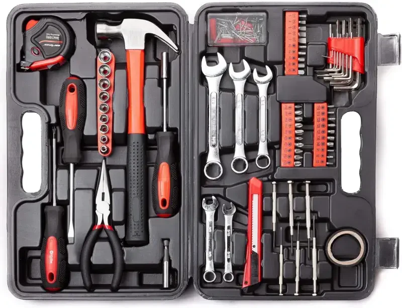 Home Repair Tool Kit, 146 Pieces Basic Home Repair Tool Set, General Mechanic Tool Set, General Household Tool Kit with Plastic Toolbox, Perfect for Homeowner, Office & College Repairs - 1