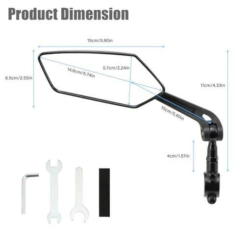 HOMEE Bike Mirrors 2pcs, 360° Adjustable Rotatable Bike Rear View Mirror, Bicycle Mirrors for Handlebars, Safety HD Glass Bike Mirror Handlebar Mount For Bicycle,Motorcycle,EBike - 3