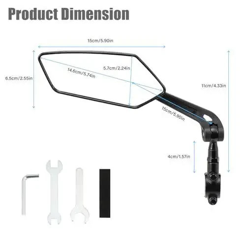 HOMEE Bike Mirrors 2pcs, 360° Adjustable Rotatable Bike Rear View Mirror, Bicycle Mirrors for Handlebars, Safety HD Glass Bike Mirror Handlebar Mount For Bicycle,Motorcycle,EBike - 3