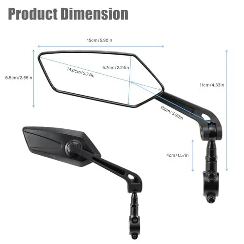 HOMEE Bike Mirrors 2pcs, 360° Adjustable Rotatable Bike Rear View Mirror, Bicycle Mirrors for Handlebars, Safety HD Glass Bike Mirror Handlebar Mount For Bicycle,Motorcycle,EBike - 7