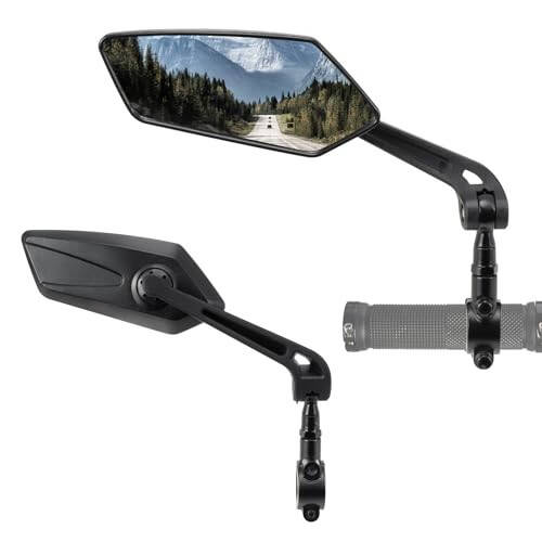 HOMEE Bike Mirrors 2pcs, 360° Adjustable Rotatable Bike Rear View Mirror, Bicycle Mirrors for Handlebars, Safety HD Glass Bike Mirror Handlebar Mount For Bicycle,Motorcycle,EBike - 1