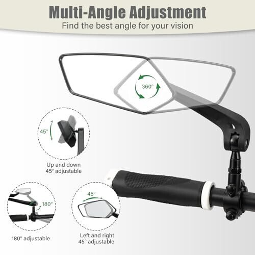 HOMEE Bike Mirrors 2pcs, 360° Adjustable Rotatable Bike Rear View Mirror, Bicycle Mirrors for Handlebars, Safety HD Glass Bike Mirror Handlebar Mount For Bicycle,Motorcycle,EBike - HOMEE (1)