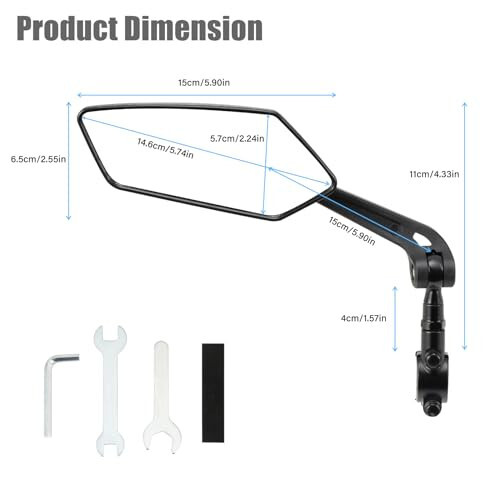 HOMEE Bike Mirrors 2pcs, 360° Adjustable Rotatable Bike Rear View Mirror, Bicycle Mirrors for Handlebars, Safety HD Glass Bike Mirror Handlebar Mount For Bicycle,Motorcycle,EBike - 3