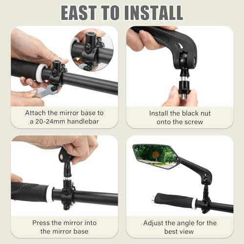 HOMEE Bike Mirrors 2pcs, 360° Adjustable Rotatable Bike Rear View Mirror, Bicycle Mirrors for Handlebars, Safety HD Glass Bike Mirror Handlebar Mount For Bicycle,Motorcycle,EBike - 5