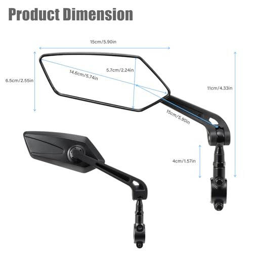 HOMEE Bike Mirrors 2pcs, 360° Adjustable Rotatable Bike Rear View Mirror, Bicycle Mirrors for Handlebars, Safety HD Glass Bike Mirror Handlebar Mount For Bicycle,Motorcycle,EBike - 7