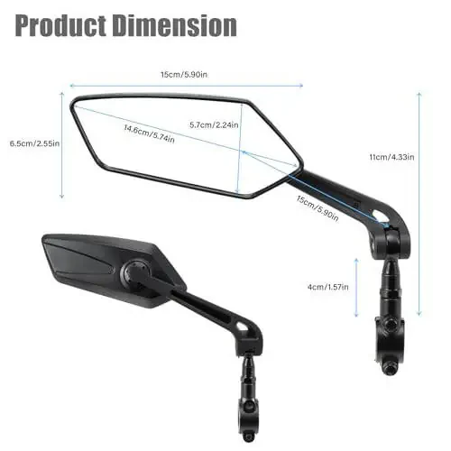 HOMEE Velosiped Ko'zgulari 2 dona, 360° Sozlanadigan Aylantiruvchi Velosiped Orqa Ko'rinish Ko'zgusi, Rul uchun Velosiped Ko'zgulari, Xavfsizlik HD Shisha Velosiped Ko'zgusi Rulga O'rnatish Velosiped, Motosiklet, E-Velosiped uchun - 7