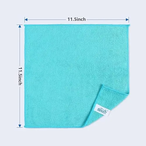 HOMEXCEL 200PK Microfiber Cleaning Cloth, Cleaning Rag for Home, 11.5x11.5 | Reusable, Lint Free, Scratch-Free and Highly Absorbent Towels for Kitchen, Window and Glass, Cars (Green/Blue/Yellow/Pink) - HOMEXCEL (1)